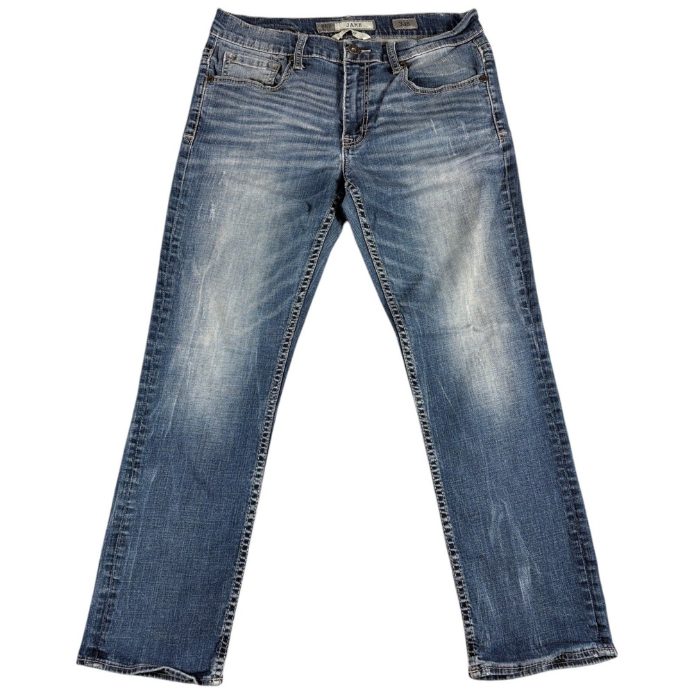 BKE Jake Skinny Jean Mens 33S Blue Washed Faded Slim Stretch Denim Cowboy Casual